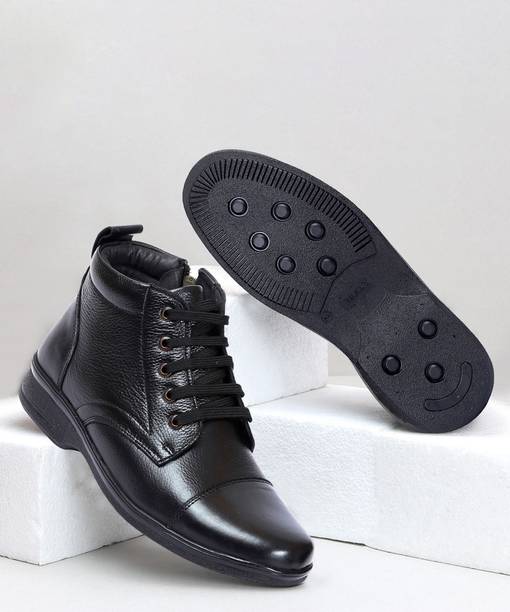Genuine Leather Boots for Men AD1165 | Zipper Boots| Memory Cushion| High Ankle Boots For Men