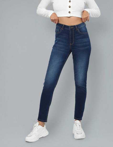 FLYING MACHINE Women Skinny High Rise Dark Blue Jeans
