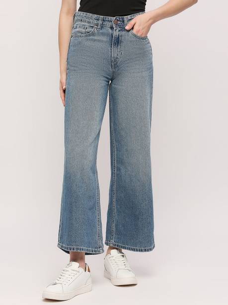 Women Loose Fit High Rise Blue Jeans
