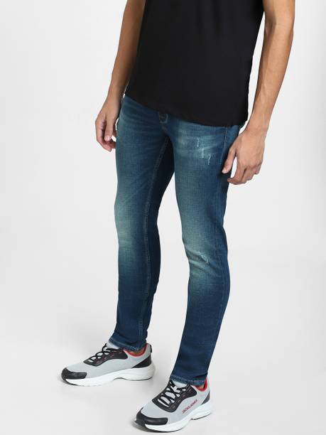 Men Skinny Low Rise Blue Jeans
