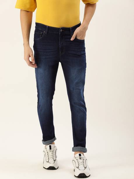 Men Regular Mid Rise Dark Blue Jeans