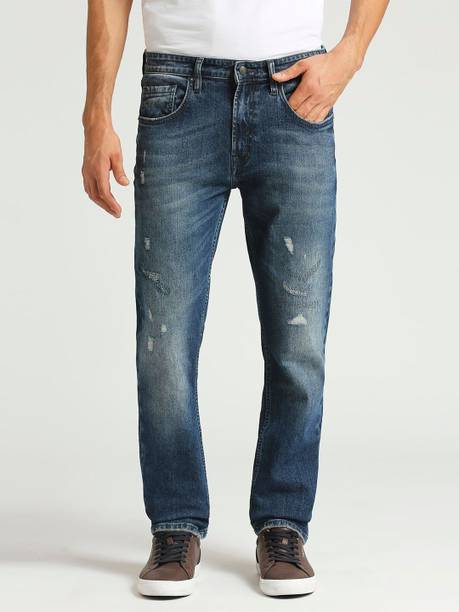 Men Slim Mid Rise Blue Jeans