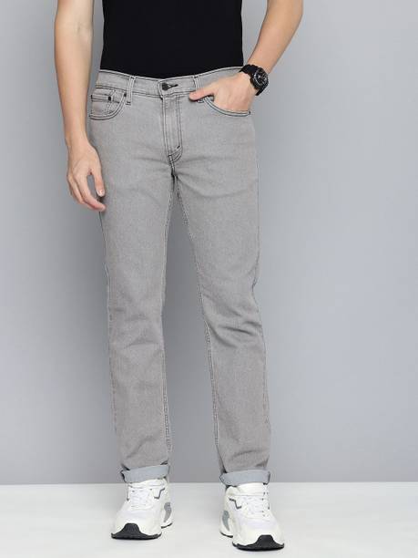 Men Slim Mid Rise Grey Jeans