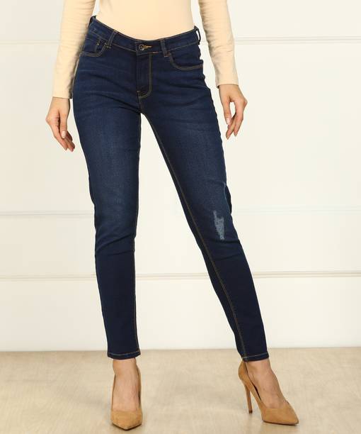 FLYING MACHINE Women Skinny Mid Rise Blue Jeans