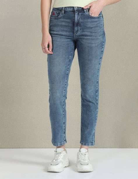 U.S. POLO ASSN. Women Slim Mid Rise Dark Blue Jeans