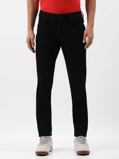 Men Skinny Low Rise Black Jeans