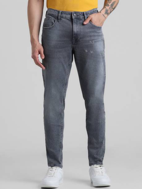 Men Slim Mid Rise Grey Jeans