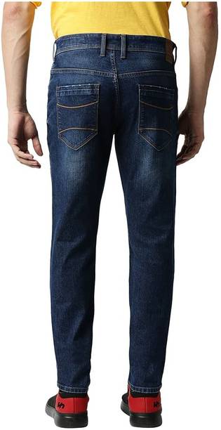 BASICS Men Slim Low Rise Dark Blue Jeans