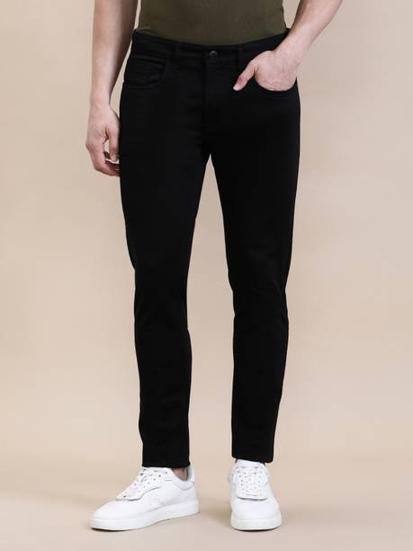 Men Slim Mid Rise Black Jeans
