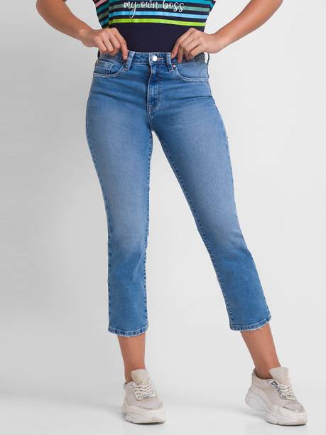 Women Mid Rise Blue Jeans