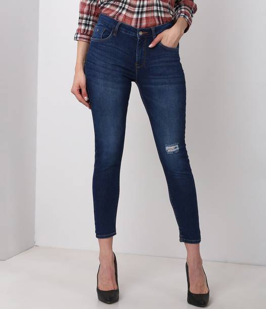 FLYING MACHINE Women Skinny Mid Rise Blue Jeans