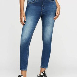 Zytronyn Women Skinny Mid Rise Blue Jeans