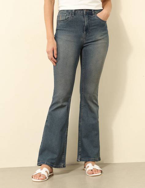 U.S. POLO ASSN. Women Flared High Rise Blue Jeans