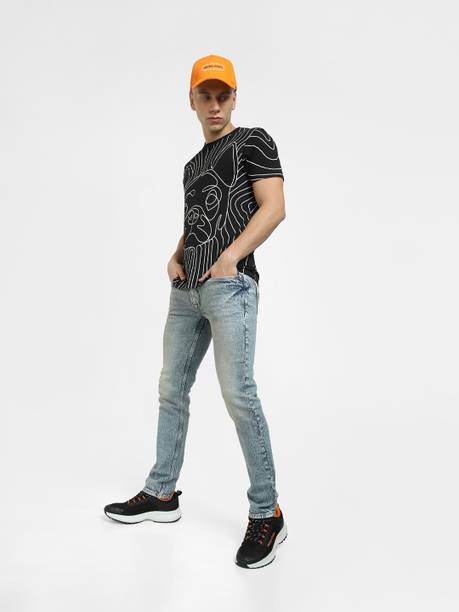 Men Slim Low Rise Blue Jeans