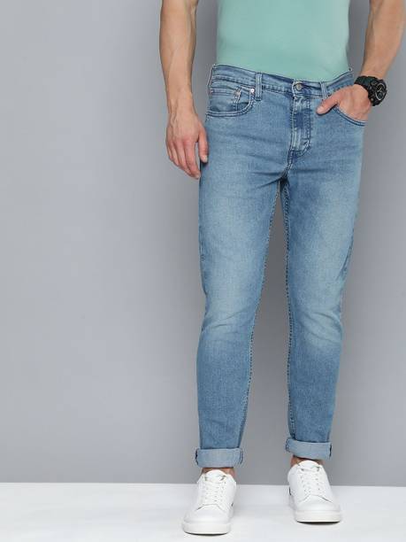 Men Tapered Fit Mid Rise Blue Jeans