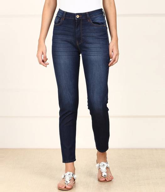 FLYING MACHINE Women Skinny High Rise Dark Blue Jeans