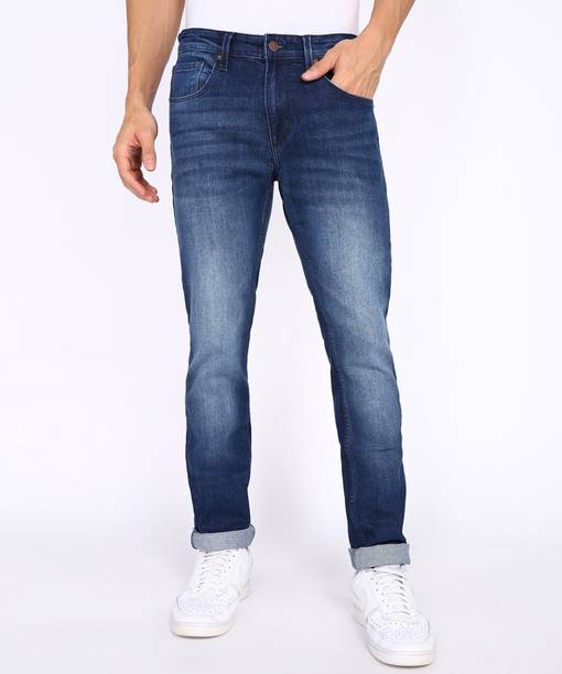 Men Slim Mid Rise Blue Jeans