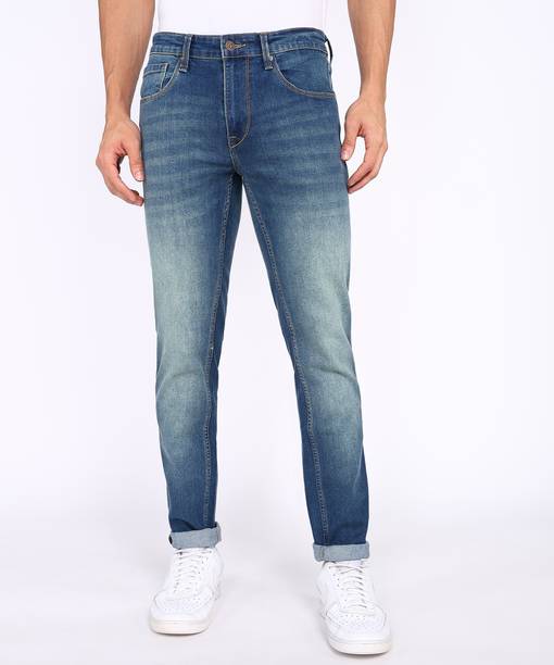 Men Slim Mid Rise Blue Jeans