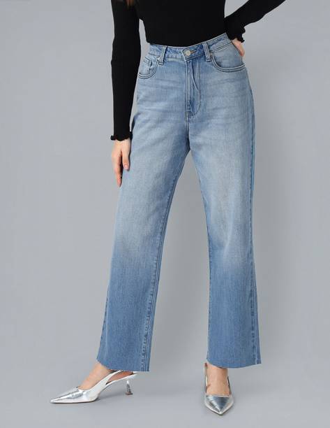FLYING MACHINE Women Relaxed Fit Mid Rise Blue Jeans