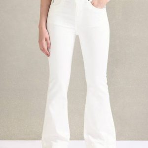Lytrony Women Flared High Rise White Jeans