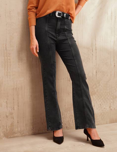 U.S. POLO ASSN. Women Boot-Leg High Rise Grey Jeans
