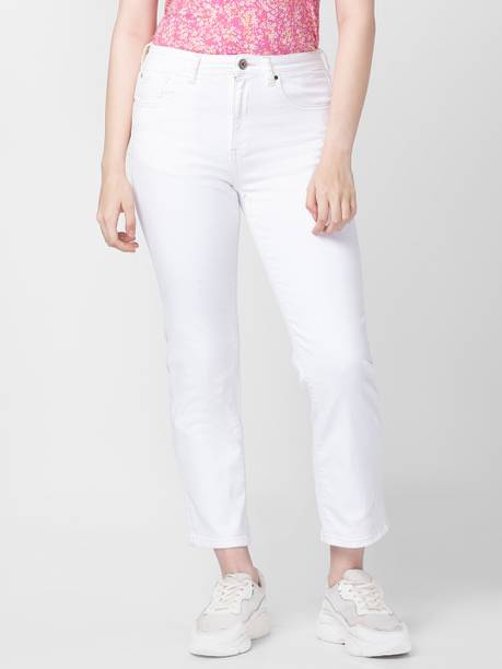 Spykar Women Slim Mid Rise White Jeans