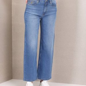 Lytrony Women Flared Mid Rise Light Blue Jeans