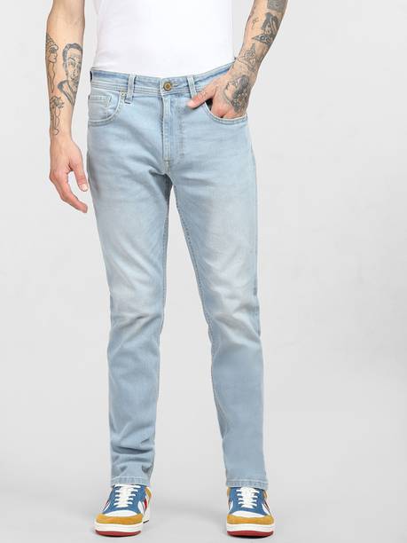 Men Skinny Mid Rise Blue Jeans