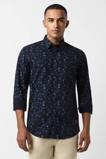 Men Slim Fit Printed Spread Collar Casual Shirt