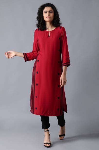 Women Striped Viscose Rayon Straight Kurta