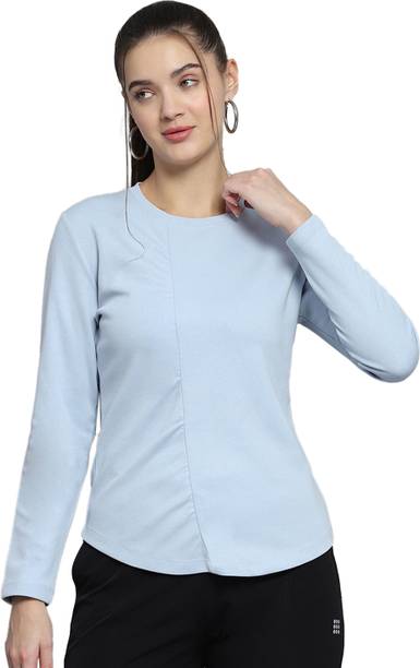 Casual Regular Sleeves Solid Women Blue Top