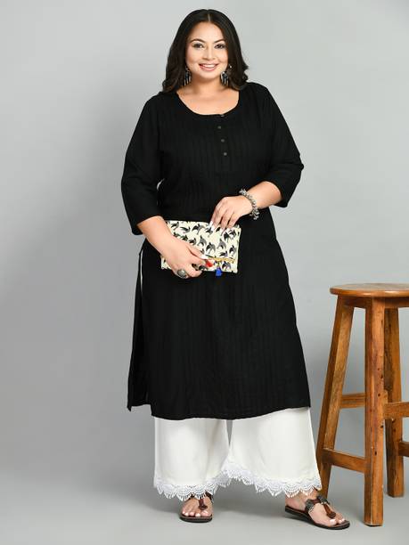 Women Woven Design Viscose Rayon Straight Kurta