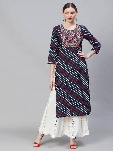 Women Printed Pure Cotton Straight Kurta