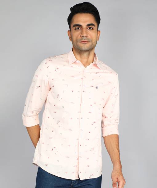 Men Regular Fit Printed Cut Away Collar Casual Shirt