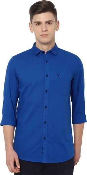 Men Slim Fit Solid Spread Collar Casual Shirt