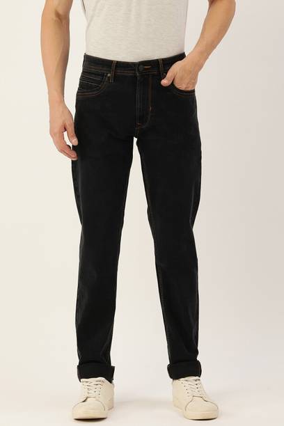 Men Tapered Fit Mid Rise Black Jeans