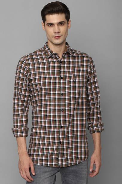 Men Regular Fit Checkered Slim Collar Casual Shirt