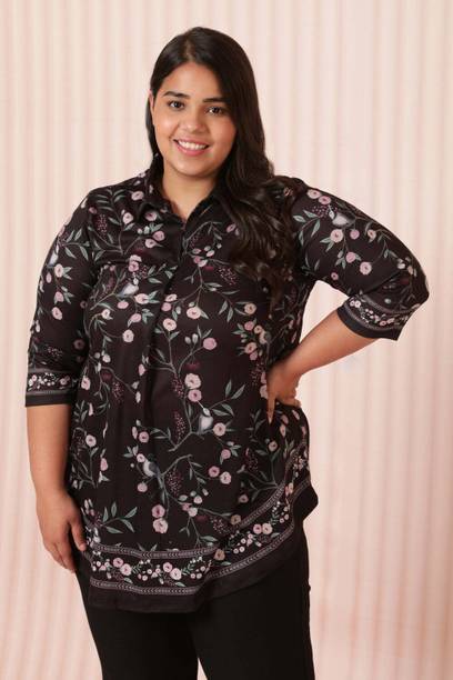 Casual Regular Sleeves Printed Women Black Top