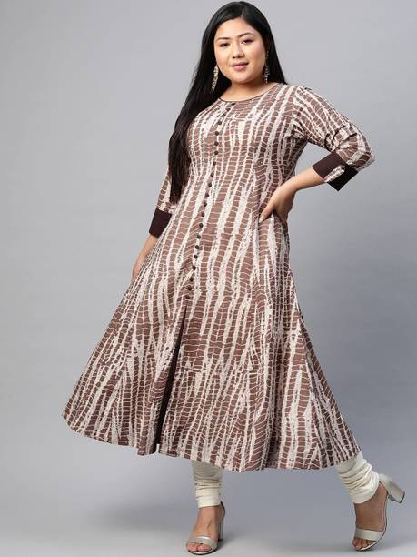 Women Printed Pure Cotton Anarkali Kurta