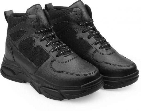 Men's 3 Inch Hidden Height Increasing Black Casual Sneaker Laceup Shoes Running Shoes For Men