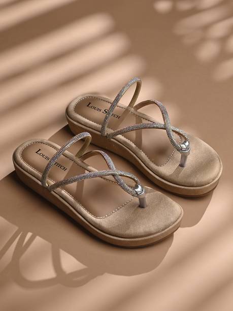 Women Women’S Slip-On Platform Heel T-Strap Stylish Lightweight Sandal Flats Sandal