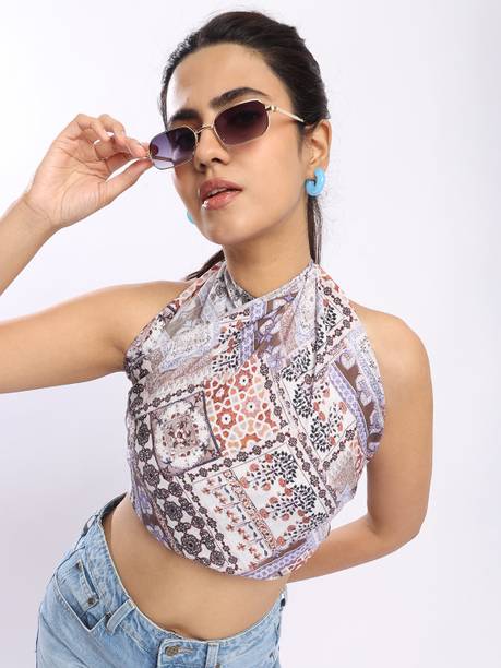 Casual Sleeveless Printed Women Multicolor Top