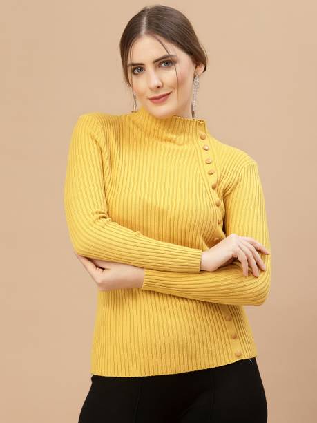 Casual Regular Sleeves Self Design Women Yellow Top