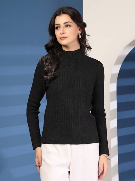 Casual Regular Sleeves Self Design Women Black Top