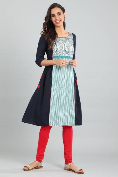 Women Printed Viscose Rayon A-line Kurta