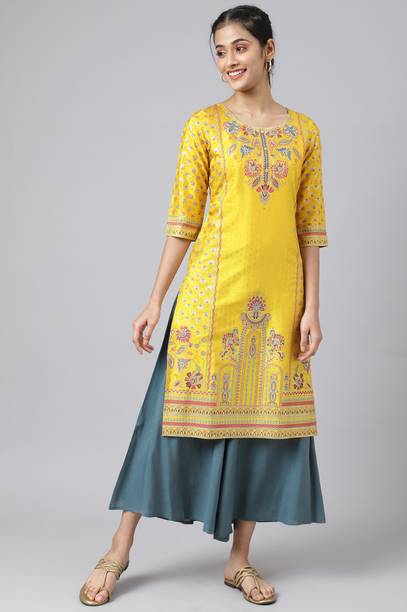 Women Floral Print Viscose Rayon Straight Kurta