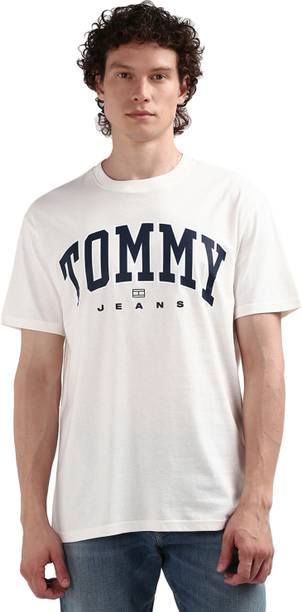 Men Printed Round Neck Cotton Blend White T-Shirt
