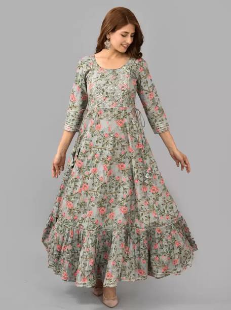 Women Printed Viscose Rayon Anarkali Kurta