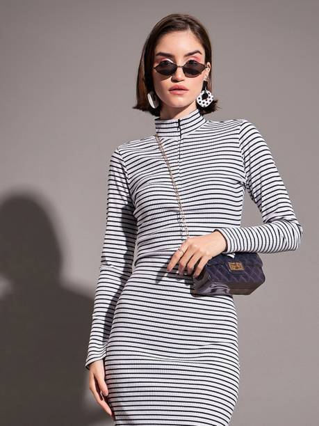 Casual Regular Sleeves Striped Women Black Top