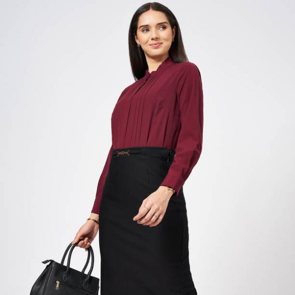 Casual Regular Sleeves Solid Women Red Top
